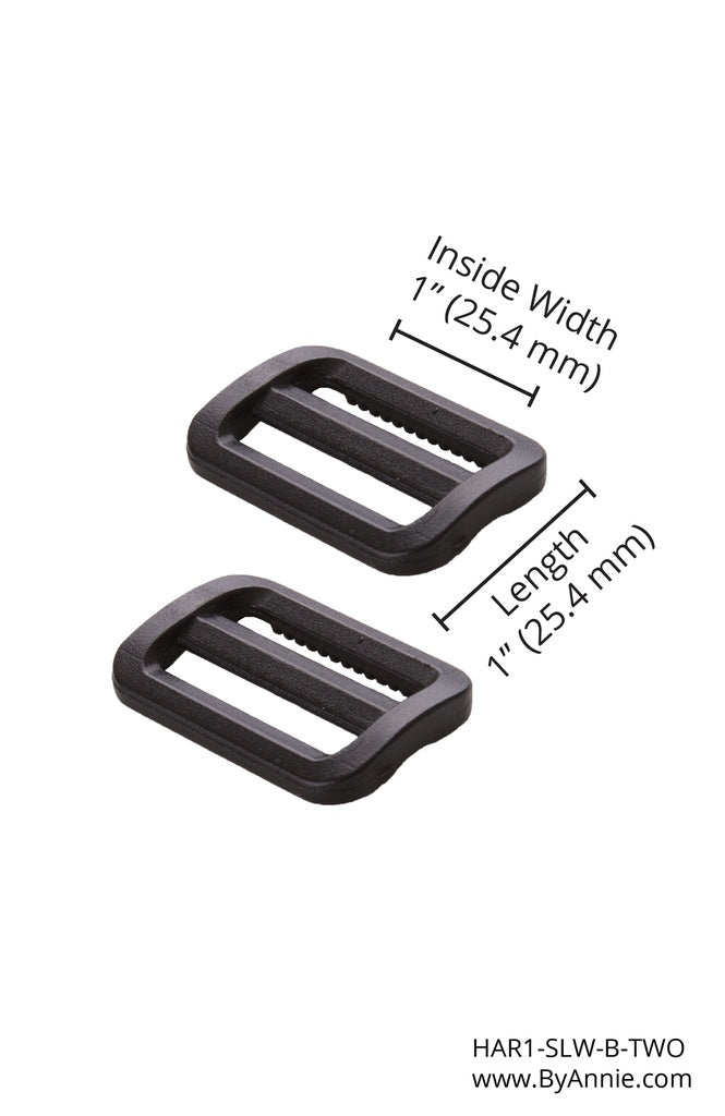 1 inch Slider Black Plastic Set of Two bag hardware