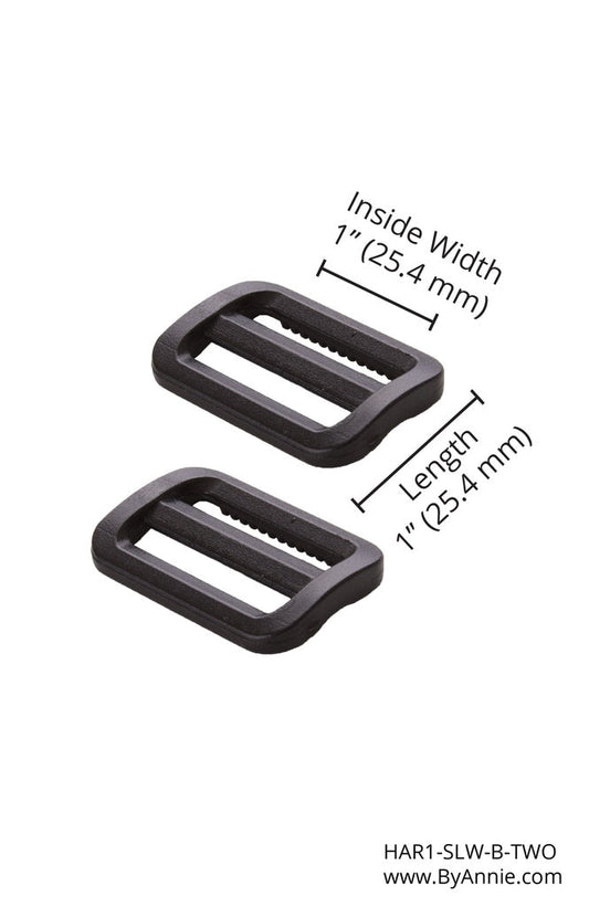 1" Slider - Black Plastic - Set of Two