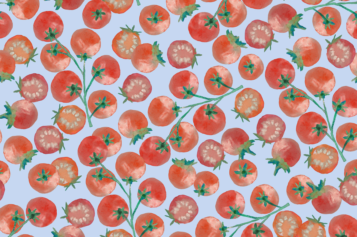 Lewis and Irene Vegetable Patch Vine Tomatoes red print by Bluebellgray