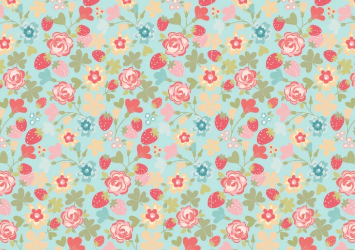 Poppie Cotton Hello Blue Rosy Cheeks quilting cotton