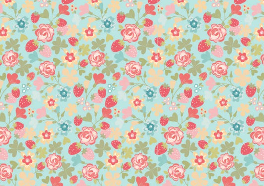 Poppie Cotton Hello Blue Rosy Cheeks quilting cotton