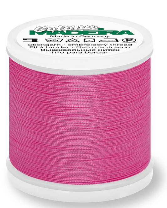 Madeira Cotona 30wt cotton thread spool in Hot Pink #709