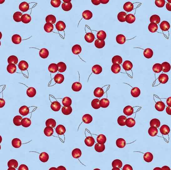 Lumin Patchwork Picnic blue cherries W105-014-553 quilting cotton