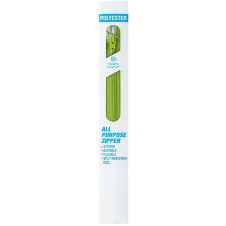 Coats and Clark polyester 7 inch kiwi green sewing zipper notion