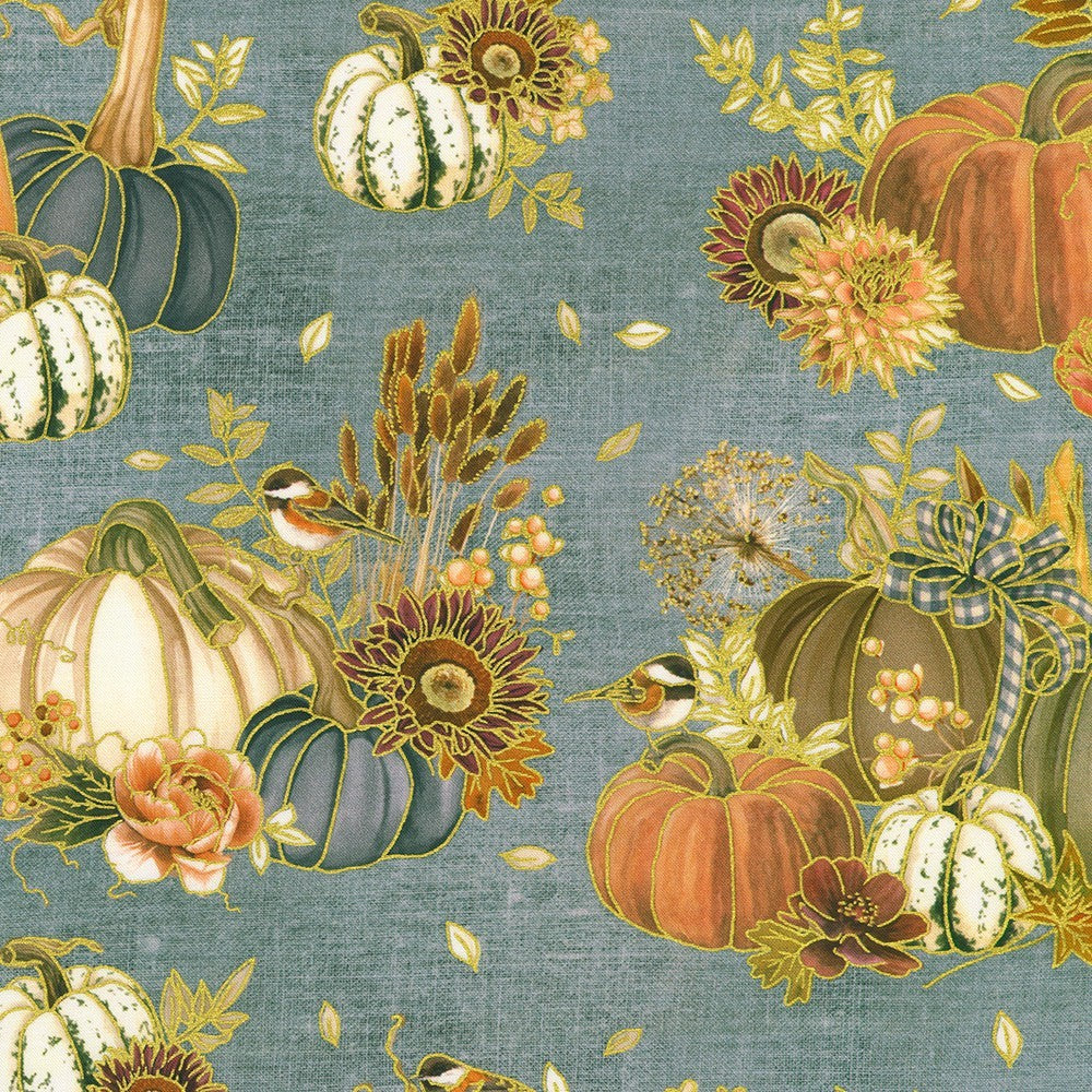 Robert Kaufman - Lynnea Washburn - Hello Fall - AWHDM-23915-68 Dusty Blue