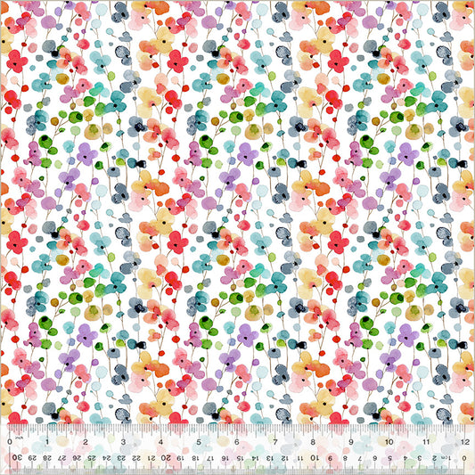 Wild Meadow Petite Blooms White Cotton quilting fabric floral collection