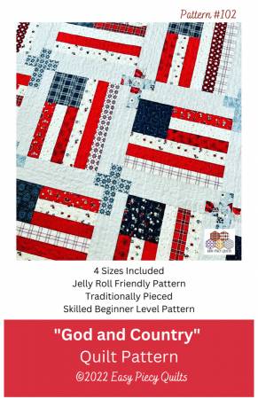 God and Country patriotic quilt pattern with flag motifs