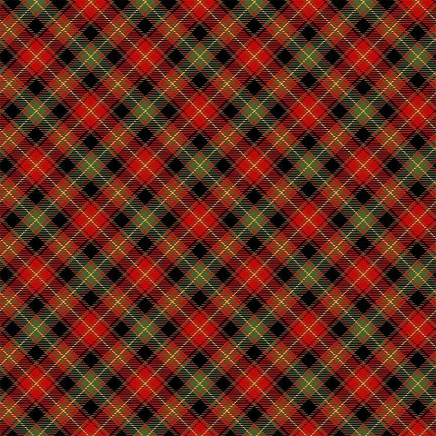 Timeless Treasures - Bias Tartan Plaid Metallic - Holiday