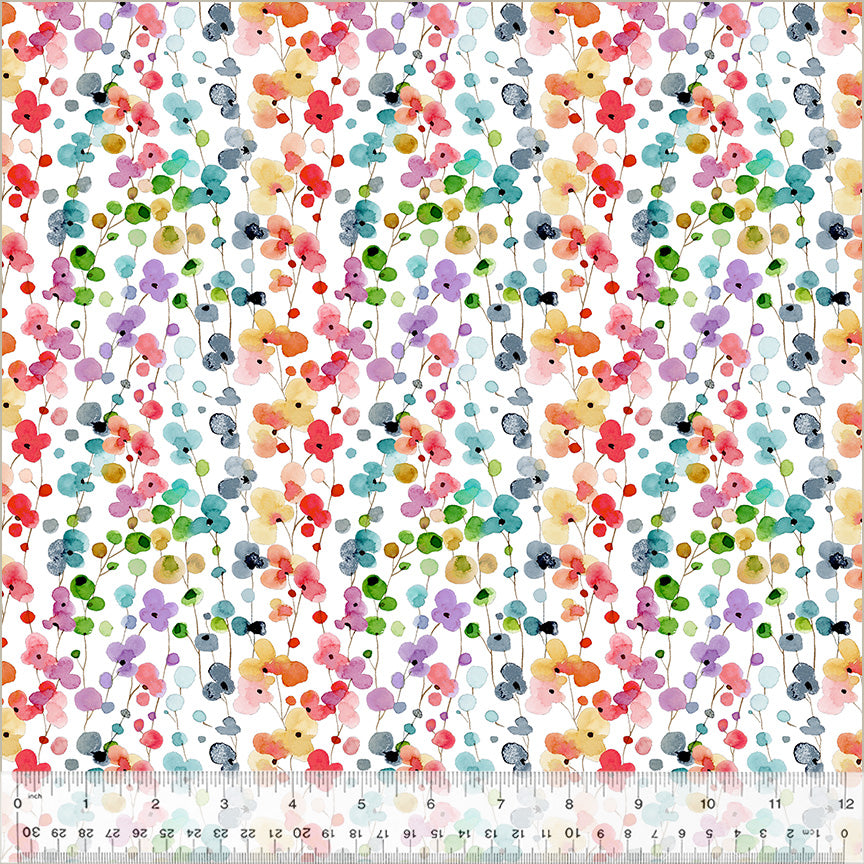 Wild Meadow, Petite Blooms, White, Cotton