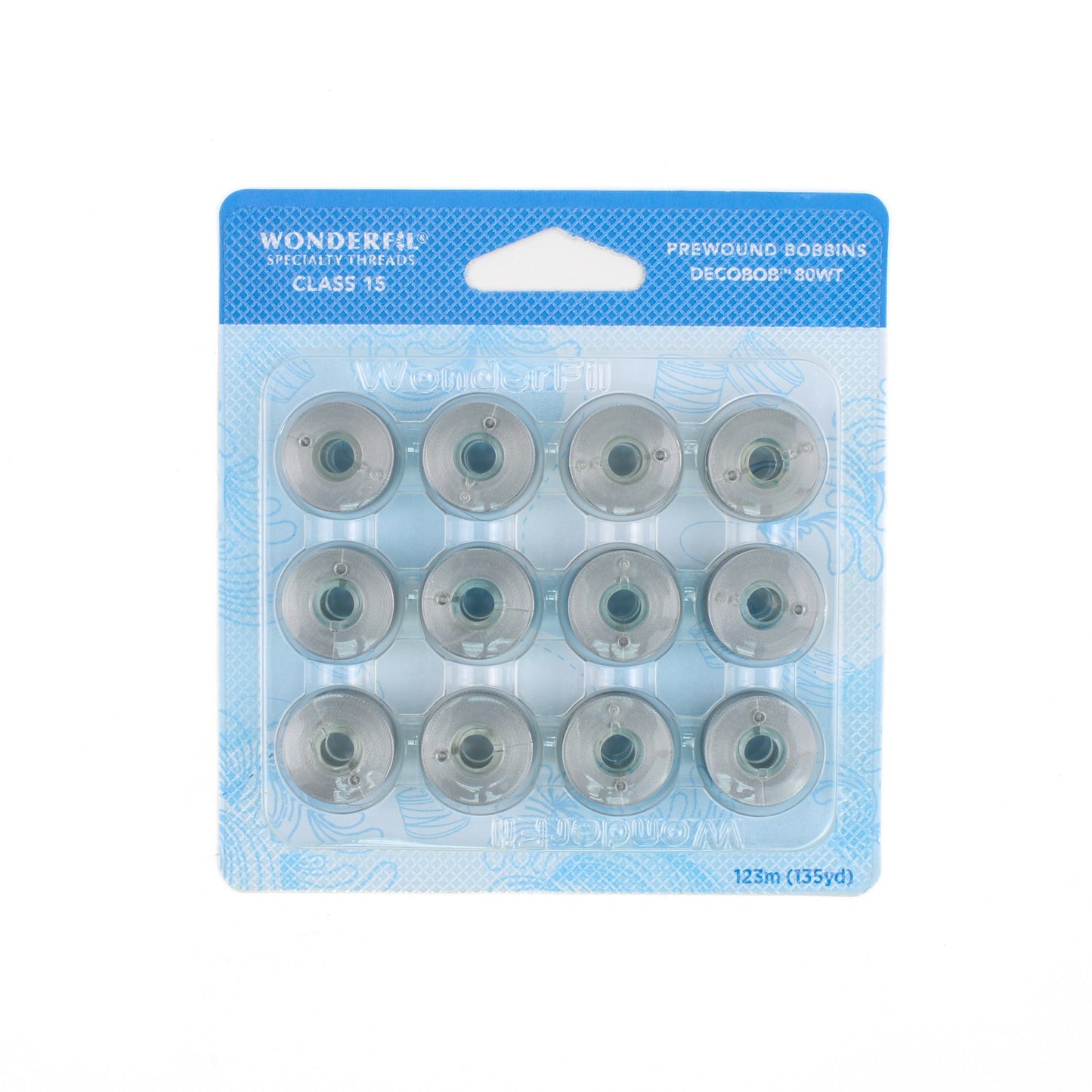 WonderFil Decobob prewound bobbin dove grey DB113 80wt class 15 machine quilting