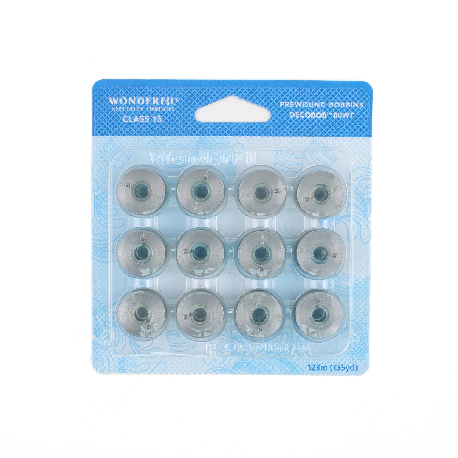 WonderFil Decobob prewound bobbin dove grey DB113 80wt class 15 machine quilting