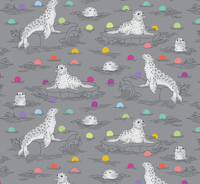 Tula Pink Seal the Deal Shadow grey quilting cotton FreeSpirit