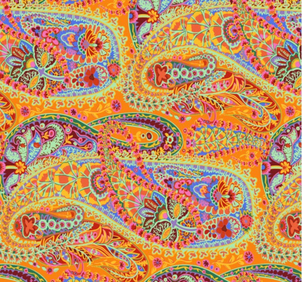 Kaffe Fassett Paisley Jungle Tangerine bold print quilting fabric