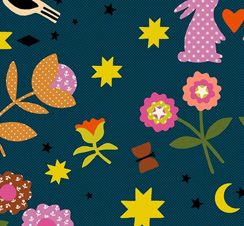 Ruby Star Society - Mystic Fable - Alexia Abegg - Dark Blue/Galaxy Flowers and Bunnies