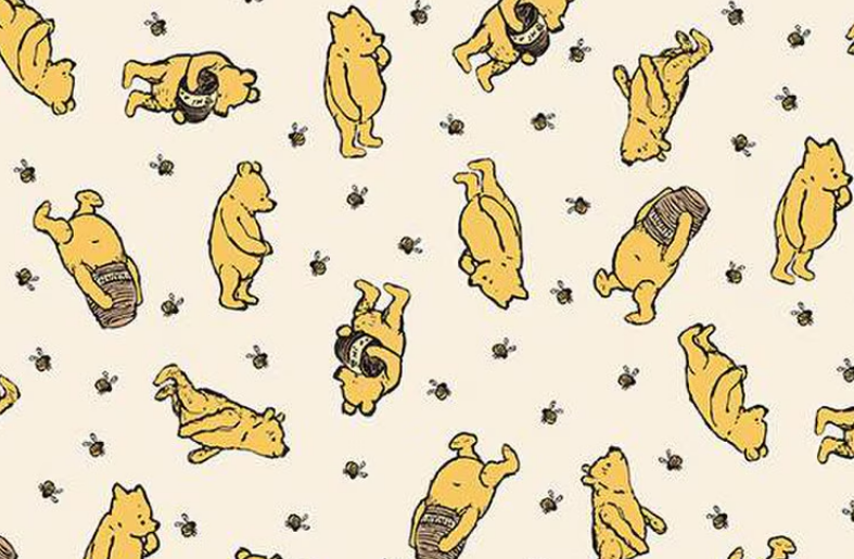 Riley Blake Winnie the Pooh Toss Cream quilting cotton fabric