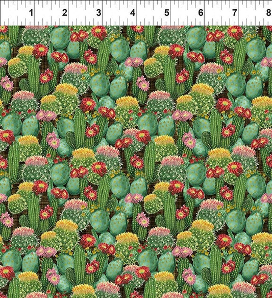 In The Beginning Fabrics 15SWM-1 multi cactus field western quilting cotton