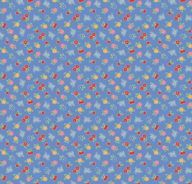 Poppie Cotton - Bluebells & Buttercups - Cheery Bluebird Periwinkle