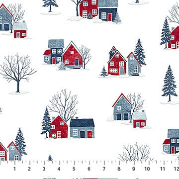 Northcott - Village Folk - Small Houses White Multi F28824-10