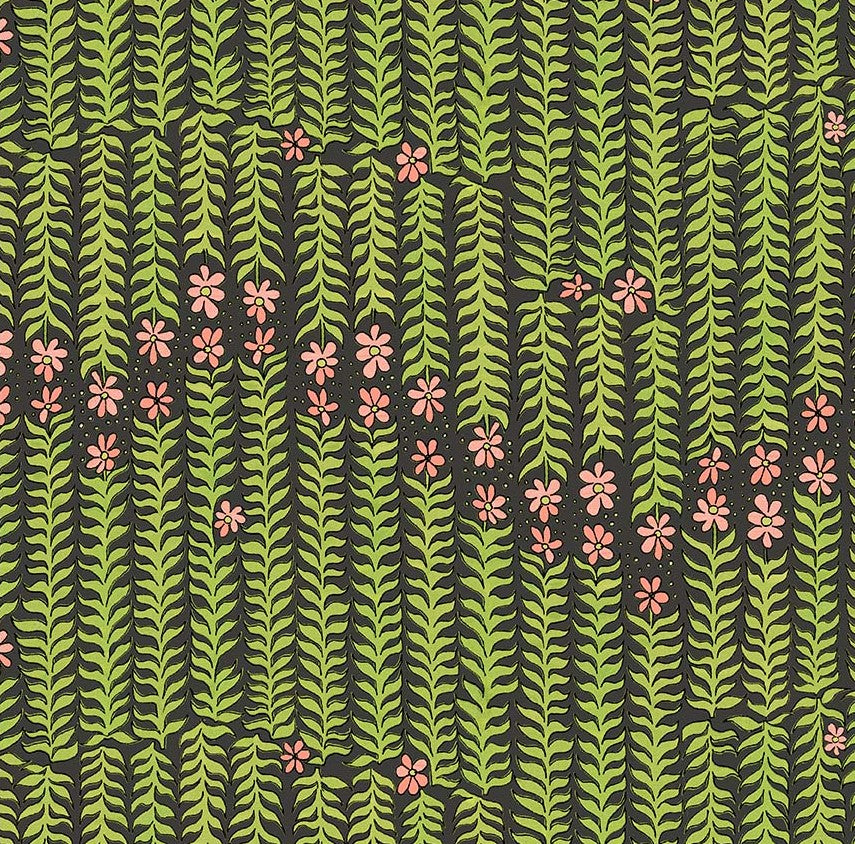 Windham Laura Heine Flowers on Main Stem to Stem Charcoal 54893-3 fabric