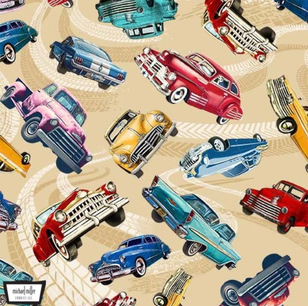Michael Miller Classic Cars Tan DCX12526-TANX quilting cotton fabric