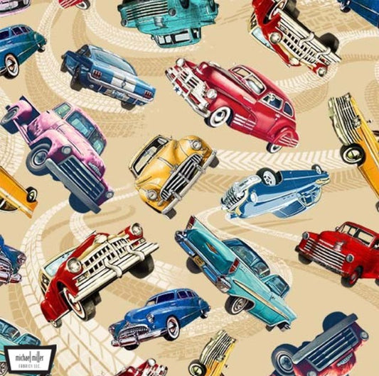 Michael Miller Classic Cars Tan DCX12526-TANX quilting cotton fabric