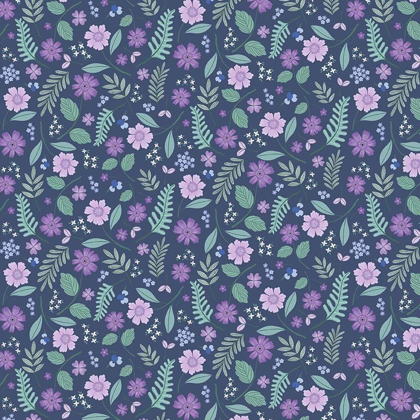 Dear Stella Bee Leaf Indigo D3598 botanical bee quilting cotton