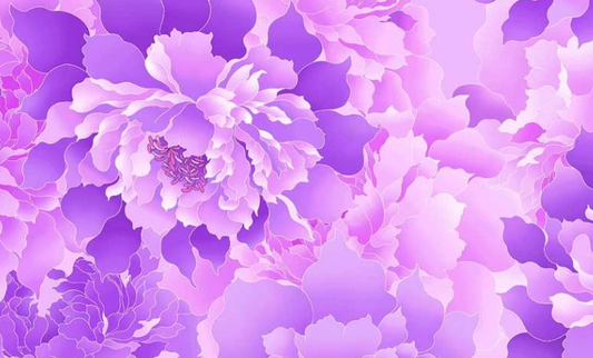 Henry Glass Peony Paradise 3603W-50 Lilac lavender purple 118-inch wide backing fabric