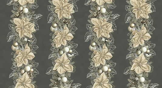 Robert Kaufman Holiday Flourish Forest Glen metallic Christmas cotton in Charcoal, SKU SRKM-23699-184