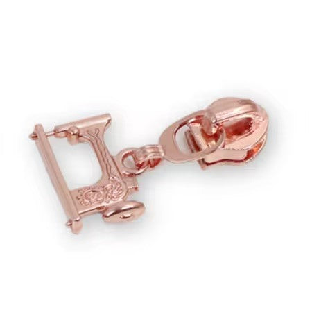 Four number 5 sewing machine zipper pulls rose gold finish novelty bag hardware