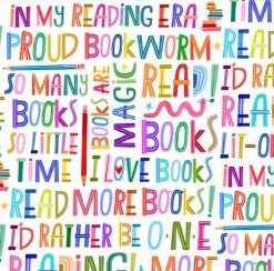 Michael Miller I Love Books DDC12580-WHIT-D white fabric