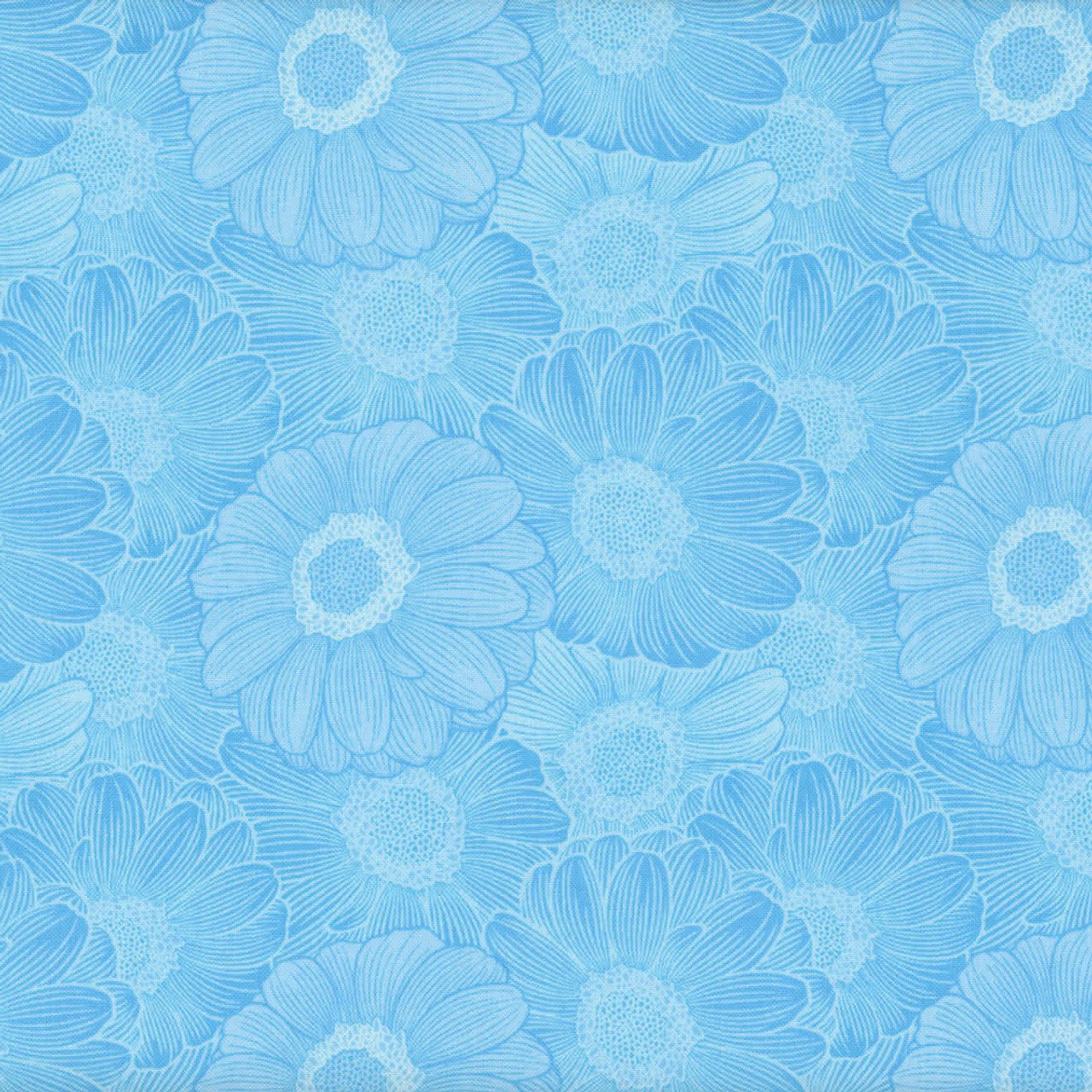 Water Calendula floral print quilting fabric