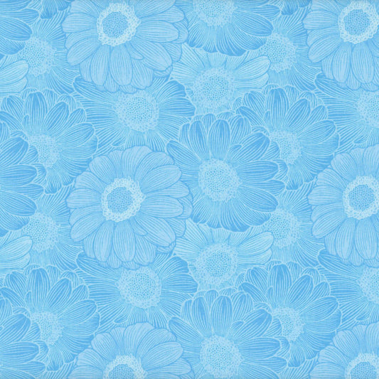 Water Calendula floral print quilting fabric