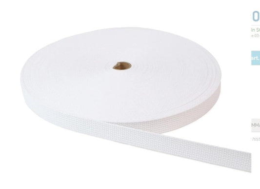 White Webbing 1 inch by 50 yards bag strap material