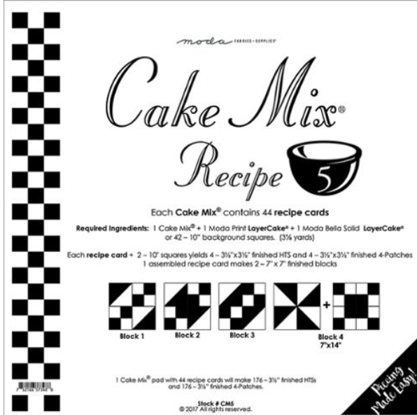Cake Mix Recipe 5 CM5 44 count paper foundations half square triangle blocks