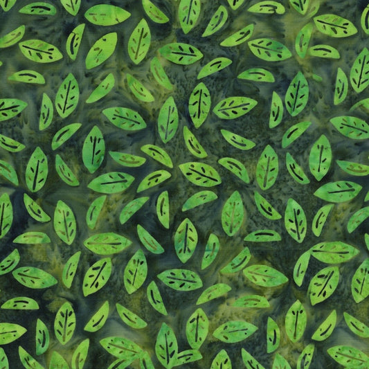 Spring Fling Leaves Green Jungle hand-dyed batik quilting cotton by Lumin Fabrics
