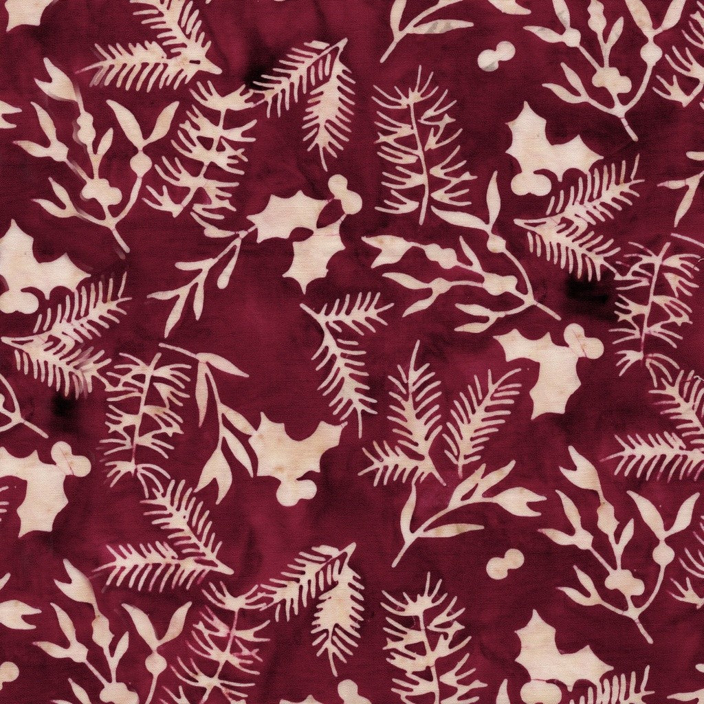 Lumin Fabrics - Retro Holidays - Carol Moellers - Retro Holly Red Cranberry