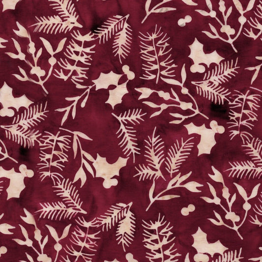 Lumin Fabrics Retro Holidays Retro Holly Red Cranberry retro Christmas fabric