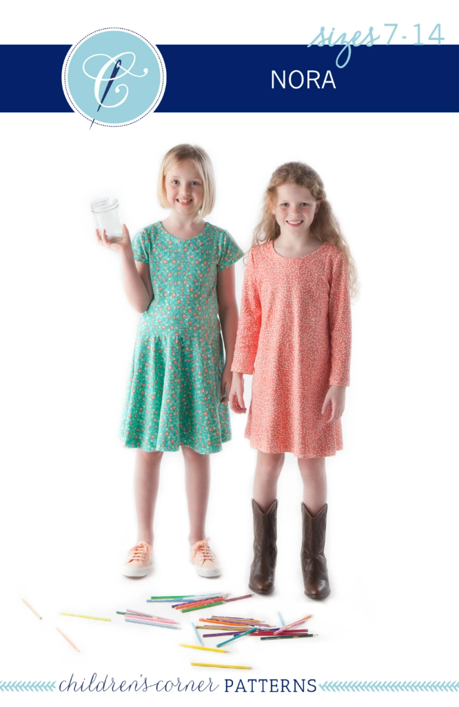 Noras Knit Dress sewing pattern sizes 7-14 children sewing pattern