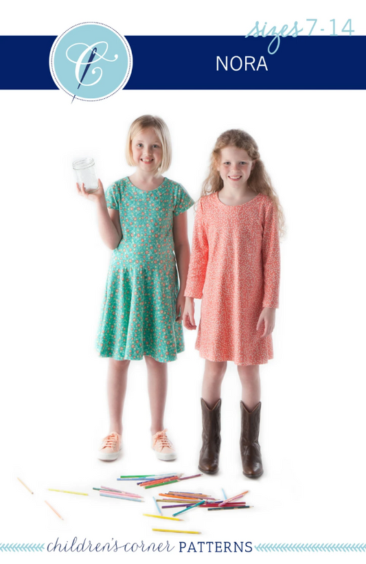 Noras Knit Dress sewing pattern sizes 7-14 children sewing pattern