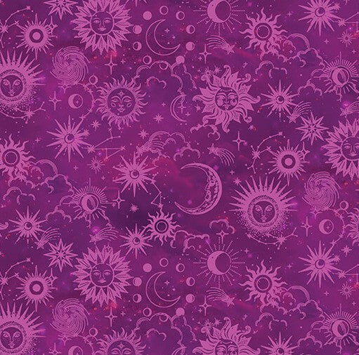 Benartex Celestial Skies Sun Tonal Fuchsia quilting cotton fabric