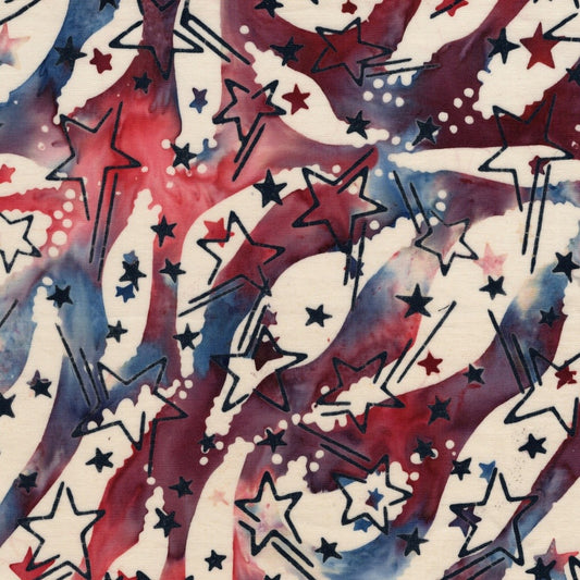 Island Batik Freedom Rings Radiance Multi Red Blue Dusty cotton batik quilting fabric