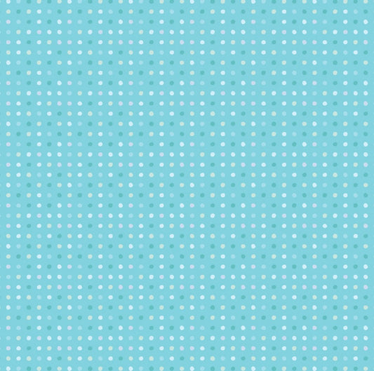 Poppie Cotton Aqua Seeing Spots polka dot quilting cotton fabric