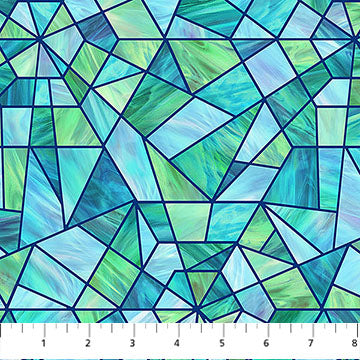 Northcott Risen Stained Glass Turquoise Multi DP28661 quilting cotton