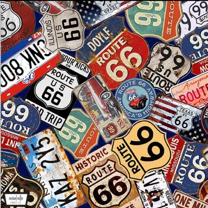 Michael Miller Route 66 Signs DCX12525-MULT quilting cotton fabric