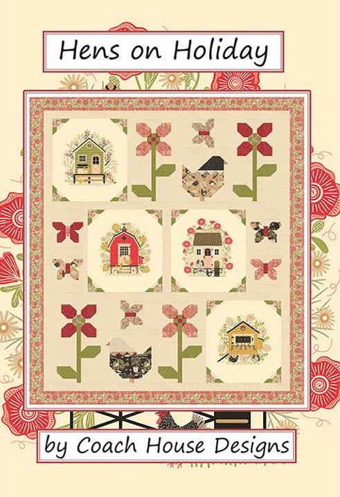 Coach House Hens on Holiday Christmas farm quilt pattern