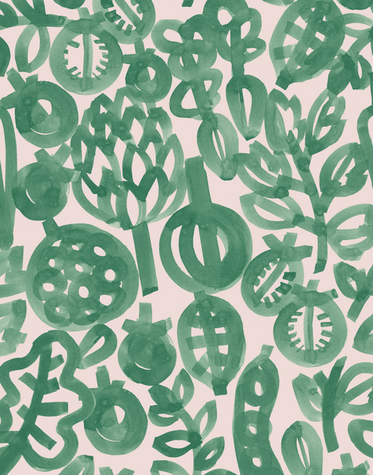 Lewis and Irene Vegetable Patch Pomegranate green colorway by Bluebellgray