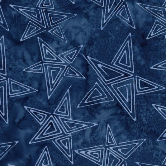 Island Batik Freedom Rings Spirals in Stars Blue French Blue cotton batik quilting fabric
