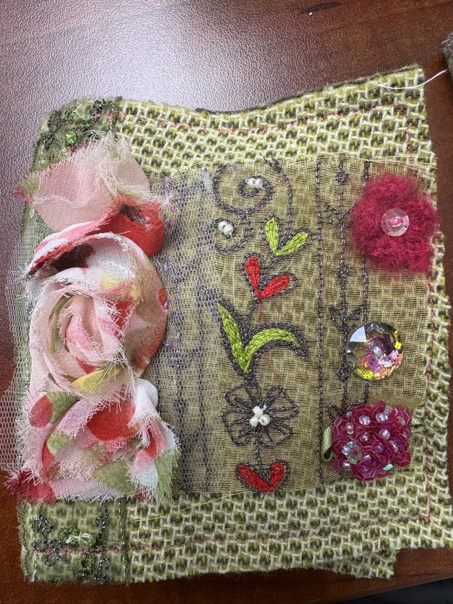 Handmade Sewing Books Green Flowers quilting cotton