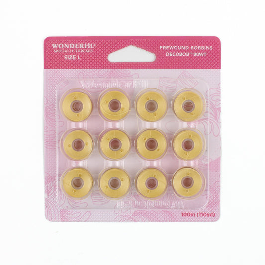 WonderFil Decobob prewound bobbin soft gold DB138 80wt Size L