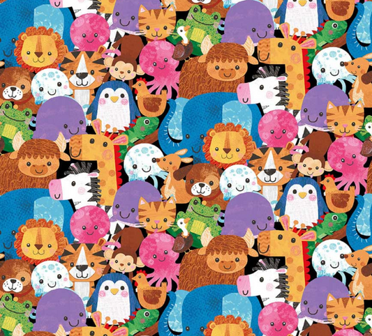 Blank Quilting Noah and Friends multi animal print cotton